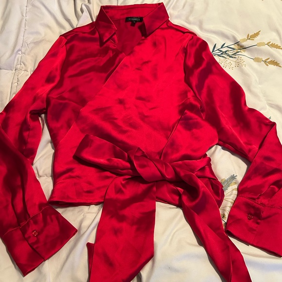 Dynamite Tops - Dynamite Vibrant Red Satin Blouse